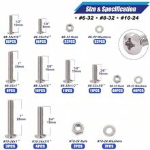 Bestselling Taiss Screws Nuts And Bolts Assortment Kit, 304 Stainless Steel Bolts And Nuts Kit, #6-32#8-32#10-24 8 Sizes  Pan Bolt And Nut Washers, 237PCS Screw Assortment Producto Tendencia - C - View 2