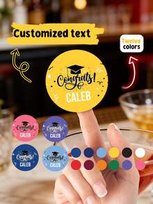 12/24/40pc Customize Text Congrats Graduation Round Stickers,Personalized Grad Cap & Confetti Stickers, Custom Name & Year Graduation Season Sticker, Grad Party Decor Stickers For Cups, Notebook,Gift Wrapping, Graduation Party Supplies 2026, Ideal Gift For 2026 Graduate, Grad Parent, And Party Planner,Waterproof Stickers - Multicolor - View 3
