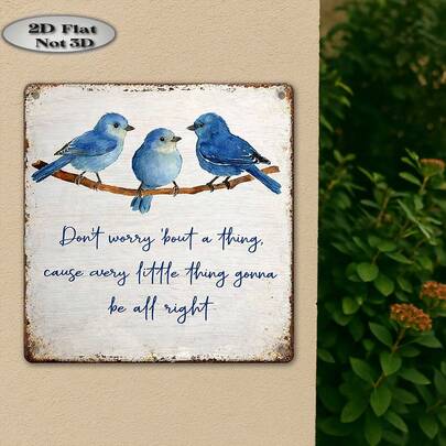 1pc Vintage Wooden Sign, Outdoor Decorative Wall Plaque, Retro Wooden Plaque Style, Positive Uplifting Message "Don't Worry, Everything Will Be Alright", Home Wall Decor For Bedroom, Living Room, Perfect Gift For Family, 2D Flat (8 Inch X 8 Inch)