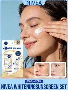Nivea Whitening Sunscreen Set, Oil-Free Lightweight Formula, Rich In Trace Elements And Hyaluronic Acid, SPF50+ PA+++, Waterproof And Sweat-Resistant, Sunscreen Isolation Film, High Sun Protection, Repair And Hydration, Whitening And Brightening, Comprehensive Protection - Brightening Sunscreen - View 8