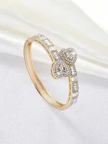1 pieza Brazalete de mujer color dorado, estilo hip hop con brazalete de lujo con forma de corazón de diamante de imitación, regalo de joyería de moda, adecuado para el Día de San Valentín, Día de la Madre - pulsera de amor - Ver 10
