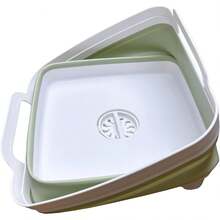 9L (2.4Gal) Collapsible Dish Basin With Drain Plug And Carry Handles, Kitchen Storage Tray Dish Wash Basin, Portable Foldable Dish Tub For Camping And RV, Gray - 淺綠色 - 查看 5