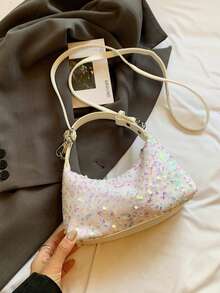 Túi đeo vai đính sequin, hàng mới về, chất liệu có họa tiết, phong cách giản dị, thanh lịch và độc đáo, túi xách tay và túi đeo chéo dung tích lớn hình gối. - Nhiều màu - Xem 5