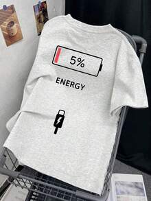 New Summer Z-Gen Y2K Style Funny Graphic Print Round Neck Short Sleeve T-Shirt For Women Casual - Light Gray - View 9