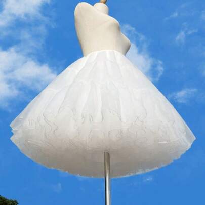4-Tier Fluffy White Tulle Petticoat - Boneless Lolita Skirt Underskirt Suitable For Wedding Dresses, Cosplay And Party Dresses (35cm/45cm),Summer,Beach