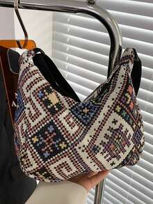 Large Capacity Canvas Bag, Commuter Bag, Shoulder Bag, Women's Bag, High Appearance Level, Dumpling Bag - Black - View 1