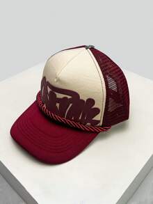 嘻哈印花字母刺绣棒球帽，透气粗麻绳，新款男女通用遮阳卡车帽，百搭 - 彩色 - 查看 5