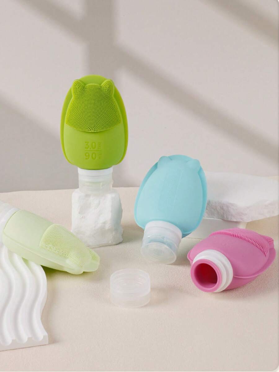 1 cái/4 cái Chai silicon đựng đồ du lịch có thể tái sử dụng, dầu gội, sữa tắm, mỹ phẩm, kem dưỡng da, phụ kiện du lịch dạng bóp. - Nhiều màu - Xem 1