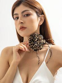 imoli 1 chiếc vòng cổ kiểu cao bồi miền Tây bằng polyester in họa tiết hoa trà và da báo, thích hợp làm quà tặng cho phụ nữ đi biển/nghỉ lễ. - 27823-nek-LB - Xem 2