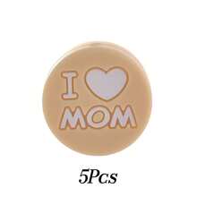 5 pièces Perles rondes en silicone "J'AIME MAMAN", accessoires de bijouterie pour la Fête des Mères, convient pour les bracelets DIY, les colliers, les charms de téléphone, la décoration de sacs, des cadeaux artisanaux créatifs pour la mère et la famille - Multicolore - Voir 9