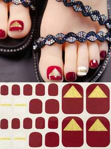 Pegatinas para arte de uñas de los pies, diseños de corazones y patrones geométricos de dibujos animados, purpurina multicolor, diseño mixto versátil, fácil aplicación con raspador - Multicolor - Ver 21