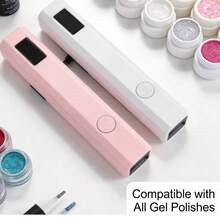 Quick-Drying Mini Nail Lamp With USB Rechargeable LED Display, Available In White And Pink. Conveniently Powered, This Mini Handheld Nail Lamp Features A Timer And Won't Darken Your Hands. Perfect For Home Use, It Dries Nail Polish Quickly And Is Ideal For Families And Nail Technicians. It Also Makes A Great Gift For Family And Friends. - White - View 6
