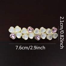 1个大号弹簧夹简约花朵仿猫眼发夹，马尾辫发饰，成人款，爪夹 - 白色 - 查看 17