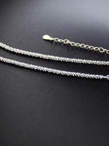 S925 Sterling Silver Double-Layer Zirconia Circle Anklet, Personalized Fashion Layered Delicate Foot Chain Gift For Women - White - View 6