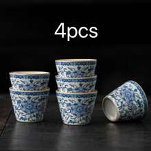 Bộ 2/4/6 tách trà gốm, tách trà chiều kiểu cổ điển, tách trà nung kiểu Ru với họa tiết hoa sen uốn lượn, có thể dùng làm tách tiếp khách, tách cá nhân, tách trà công phu, tách cà phê, thích hợp cho tiệc văn phòng, tiếp khách, sử dụng hàng ngày trong gia đình. - Nhiều màu - Xem 8