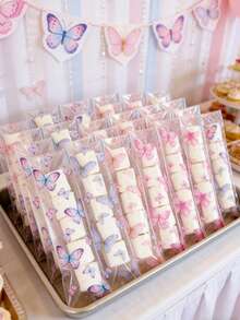100个蝴蝶透明糖果袋，适用于生日、节日、婚礼礼品袋、周岁生日派对回礼、婴儿派对甜点袋、棒棒糖包装袋、生日派对透明食品包装袋、食品包装用品、婚礼糖果礼品袋、烘焙袋、蝴蝶装饰、生日礼物、生日派对填充物、派对回礼、毕业礼物 - 蝴蝶 - 查看 5