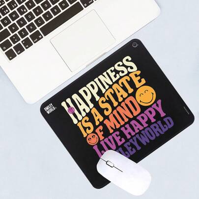 Smiley World SmileyWorld 联名款笑脸鼠标垫，边缘防滑防水，适用于办公、游戏、家庭、学生等各种场合，可用作电脑桌垫，个性化桌面装饰