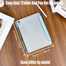 Ốp bảo vệ máy tính bảng gập 3 với khe cắm bút chì. Kiểu dáng Ins-Style màu xanh nhạt họa tiết sao, ốp gập 3, khe cắm bút chì màu trắng sữa ở đáy, hiệu ứng chuyển màu nhẹ nhàng. Đặc điểm của ốp bảo vệ máy tính bảng: Thiết kế chân đế gập 3, chức năng tự động bật/tắt màn hình thông minh, mặt trái có bề mặt nhám, mặt lưng mềm trong suốt, khe cắm bút chì tích hợp, các đường cắt chính xác, nhẹ và dễ mang theo. Tương thích với các máy tính bảng phổ biến: Mini 4/5 (7.9 inch), Mini 6 (8.3 inch), 9.7 inch, 10.2 inch - Nhiều màu - Xem 11