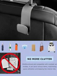 Gancho para reposacabezas de asiento de coche, soporte de gancho de cuero de fibra ultrafina, adecuado para colgar bolsas y bolsos, gancho de almacenamiento universal para asiento trasero, adecuado para bolsas de la compra, bolsos, abrigos (negro) - A - Ver 8