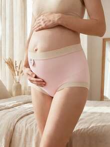 Maternity Underwear Modal Seamless Pregnancy Panties Under The Bump Postpartum Boyshort Underwear High Waist Recovery Maternity Pergnancy Panties 4-Packs - Hồng - Xem 2