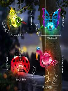 1个太阳能昆虫蝴蝶灯，LED太阳能瓢虫灯，户外太阳能吊灯，防水太阳能花园庭院装饰灯 - 适用于花园、庭院、小路、草坪、家居、阳台、节日、婚礼和派对装饰 - 暖光 - 查看 4