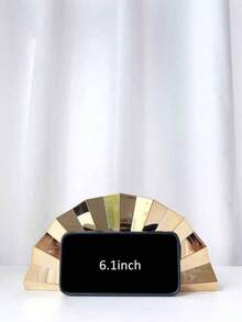 1 chiếc ví cầm tay bất đối xứng sọc kim loại, túi xách thanh lịch cho các dịp trang trọng, túi xách nữ tối giản thời trang dự tiệc, ví kiểu Nhật. - Vàng - Xem 6