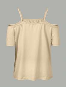 1 pieza Camiseta sin mangas de punto con estampado de leopardo y bloques de color, adecuada para vacaciones y playa en verano de manera casual - Beige claro - Ver 4