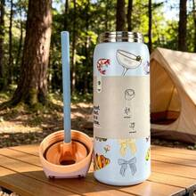 Owal'a32OZ/945ml Outdoor Sports Water Bottle, Double-Layer Vacuum Insulated Portable Drinking Cup, Travel Ice Coffee Cup, Summer Drinking Ware. It Has A Handle And A Straw, Which Is Very Suitable For Travel, Home Use, And Office Use. It Is Suitable For Small Sipping, Chilled Beverages And Hot Drinks In Summer. - Chuẩn bị dã ngoại - 32oz - Xem 2