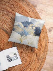 1 pieza Funda de cojín con patrón de hoja de ginkgo dorado de lujo, funda de almohada cuadrada de terciopelo con estampado creativo, adecuada para sala de estar, dormitorio, decoración del hogar, cojín decorativo para sofá, cojín para coche, para todas las estaciones - Multicolor - Ver 6