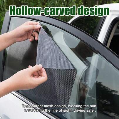 2 piezas Juego de parasoles para coche, pegatinas de malla negra para coche, parasoles laterales de ventana con adsorción electrostática, película protectora solar para coche.
