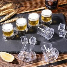 1/3/6pcs Mini Beer Mugs, Party Cups, 1oz Clear Plastic Shot Glasses With Handles, Suitable For Parties - Multicolor - View 5