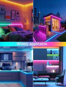 RGB LED灯带，电视背光灯，配备24键遥控器和无线控制功能，适用于游戏、卧室、派对、厨房、客厅、庆典、家居、圣诞节、天花板、墙壁、室内外装饰、派对用品、家居装饰、圣诞礼物、毕业礼物、生日礼物、万圣节装饰、派对氛围照明。 - 彩色光 - 查看 3