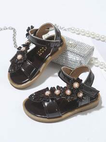 Children's Fashionable Summer Flat Sandals, One-Piece Sandals, New Stylish Elegant Minimalist Highly Attractive Princess Style Baby Sandals - Burgundy - View 5