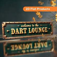 2D Flat - A Vintage-Style Decorative Iron Wall Sign, With The Content "Welcome To The Darts Bar". The Size Is 10X40 Cm (4X16 Inches), Suitable For Various Places Such As Farmhouses, Bathrooms, Cafes, Garages, Offices, And Porches. - Multicolor - View 1