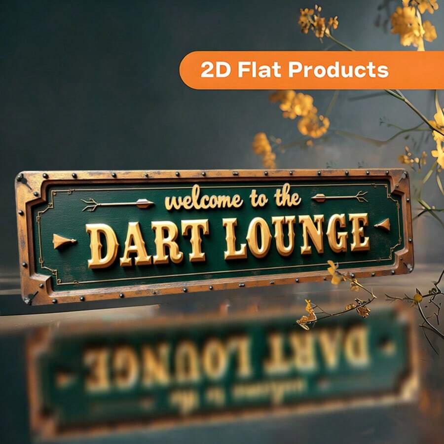 2D Flat - A Vintage-Style Decorative Iron Wall Sign, With The Content "Welcome To The Darts Bar". The Size Is 10X40 Cm (4X16 Inches), Suitable For Various Places Such As Farmhouses, Bathrooms, Cafes, Garages, Offices, And Porches. - Multicolor - View 1