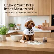 2pcs/Set Pet Chef Costume, Pet Chef Uniform, Chef Hat Set, Pet Clothing For Hotel Lobby Role Play - White - View 4