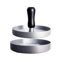 KCJLHGT Prensa de hamburguesas, molde de hamburguesa de aluminio antiadherente con 100 papeles para hamburguesas - Plateado - Ver 4