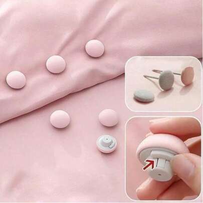 16Pcs Mushroom Head Duvet Clips Set, Anti-Slip Quilt Fixing Clips With Pins For Bedding Cushion Curtain, Random Gray White Blue Pink Colors, Practical Household Quilt Holder Accessories