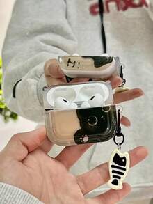 可爱黑猫图案耳机保护套，适用于 1/2/3/4/Pro/PRO 2 和新款 Pro 3 系列，带鱼骨吊坠 - 黑色 - 查看 6