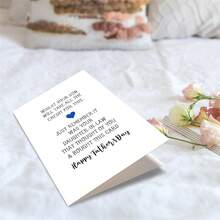 1 PIEZA Tarjeta divertida del Día del Padre de la nuera (con sobre) - "El hijo se llevará todo el crédito" Tarjeta de felicitación humorística para el suegro - multicolor - Ver 3