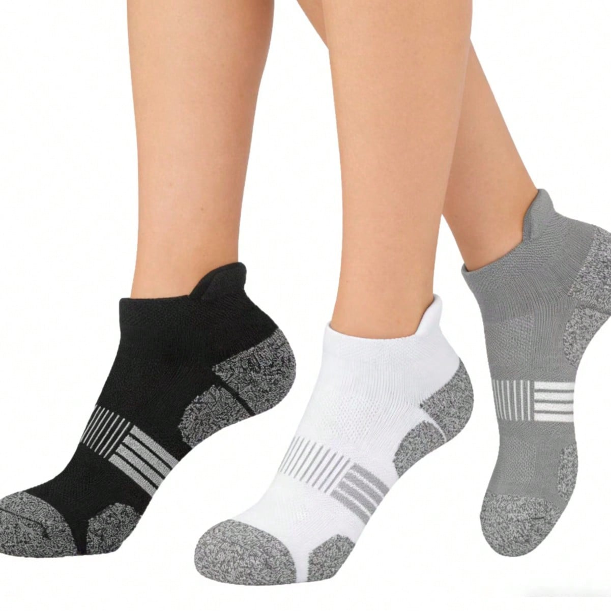 Calcetines deportivos de tobillo de malla transpirable para hombres, que absorben la humedad y antideslizantes, disponibles en negro, blanco y gris