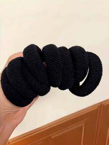 Minimalist Thick High Elasticity Hair Scrunchies, Versatile Casual Style, Women's Hair Accessories, Suitable For Ponytail And Braids. Suitable For Daily Casual And Outdoor Wear, All-Season Hair Accessory, School Supplies, Women's Accessories. Holiday Accessories Hair Elastics Hair Rubber Bands Hair Rope - Black - View 6