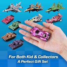 6/22pcs Children Military Toy Car Set, Including Racing Car, Tank, Fighter Jet And Other Shapes, Friction Powered Sliding, Desktop Decor, Toy Cars For Boys, Car Enthusiast Collectibles, Children's Car Toys, Gift Bag Filler, Party Surprise Gift, Classroom Reward, Back To School Gift - Multicolor - View 3
