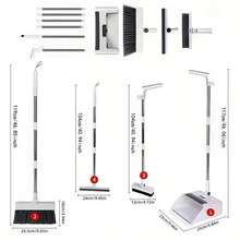 3-In-1 Household Cleaning Set, Including A Soft-Bristle Broom, Dustpan, And Brush Set - Anti-Lint Design, Ergonomic Grip, Durable Plastic Handle, Ideal For Homes, Offices, Schools, And Dormitories, Cleaning Supplies | Modern Cleaning Tools | Durable Plastic Handle - 三合一灰色[掃把+簸箕+地刷] - 查看 9