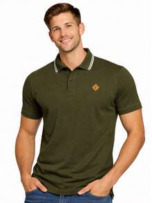 Moss Green Polo Shirt, 100% Premium Cotton, Comfortable. - 苔蘚綠 - 查看 7