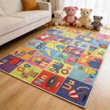 1pc ABC Educational Game Rug, Letter Number Animal Season And Shape Learning Play Mat For Playroom Crawling Room Bedroom, Room Decor - Multicolor - View 5