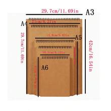 Sổ phác thảo lò xo giấy Kraft khổ A3/A4/A5/A6, giấy vẽ dày thân thiện với mắt, 30 tờ/60 trang, giấy chống lem mực, bìa kiểu cổ điển, phù hợp cho học sinh, họa sĩ, vẽ nguệch ngoạc và hội họa. - D - Xem 9