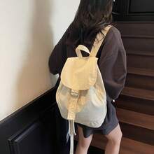 防水，适合开学季，纯色亮色女式背包，韩版时尚牛津布背包，纯色扇形小肩带女士背包，国际学生书包，轻便便携，经典休闲，适合青少年、大学生、初中生、通勤族、白领、高中生、户外、旅行、郊游、度假、购物。 - 彩色 - 查看 6