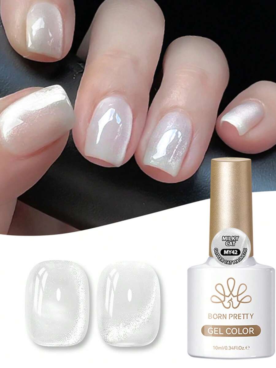 BORN PRETTY 10ml White Cat Magnetic Gel Ultra Shine Glitter Semi Permanent Soak Off UV Gel Suitable For And Salon Use - Multicolor - View 1