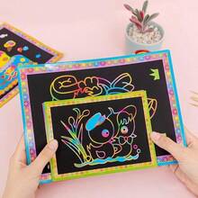 50pcs DIY Scratch Art Set, Includes Art Paper, Magic Painting Paper, Scratch Tools And Wooden Scratch Pens, Creative Coloring Handcraft, DIY Painting Kit - Multicolor - View 7